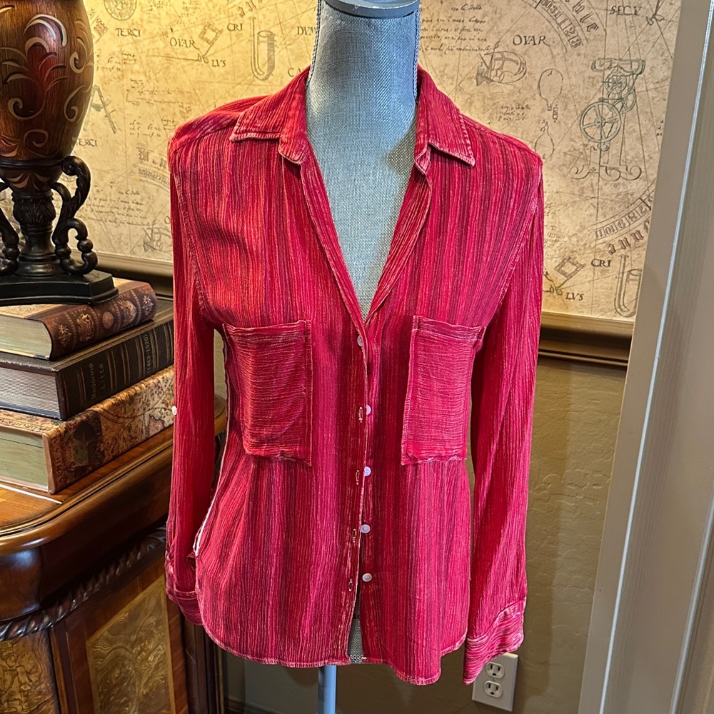 Chic Red Button-Down Shirt for Women